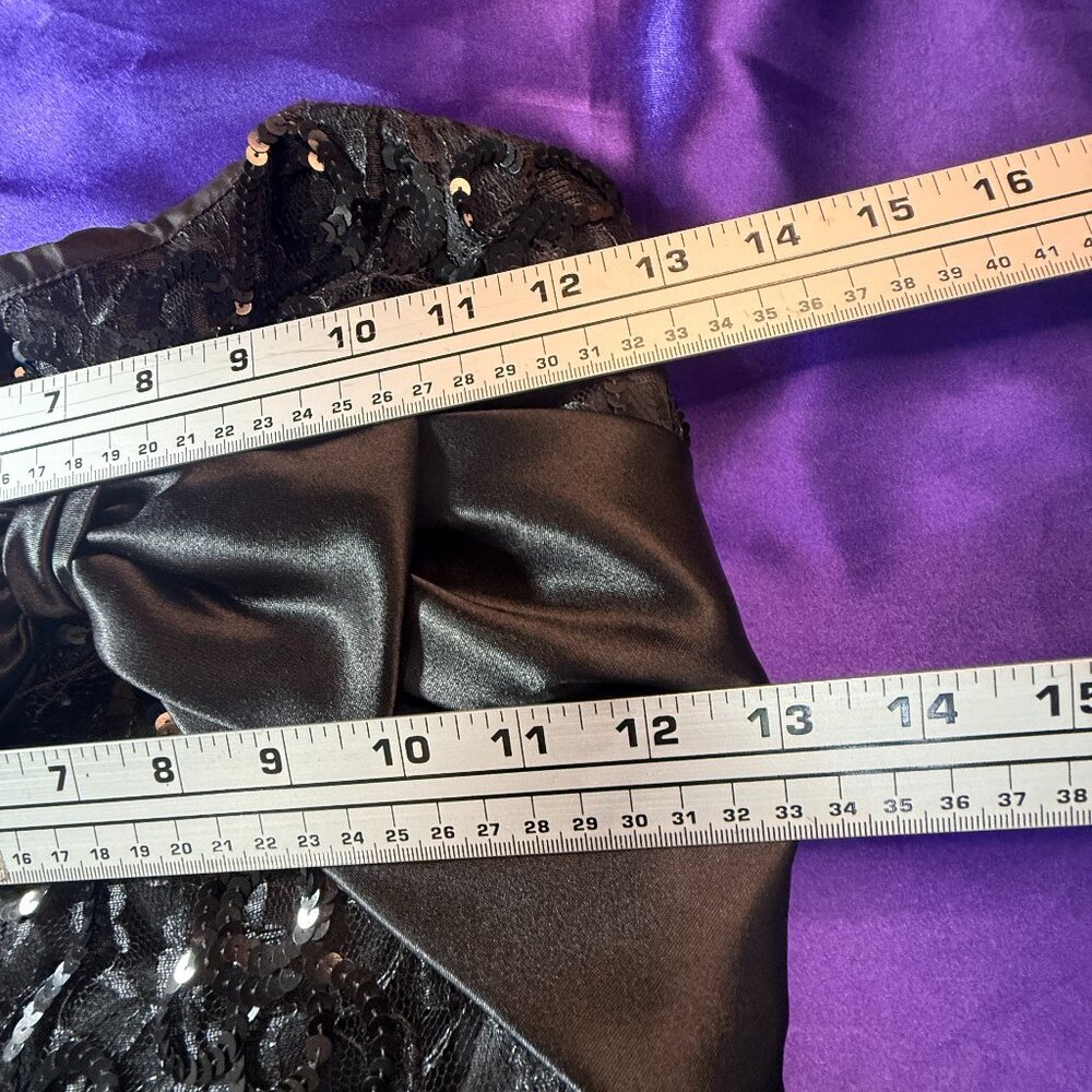 VTG📌 Mike Benet 90s Strapless Sequin Cocktail - Formal Mini Dress with Bow - Picture 13 of 16